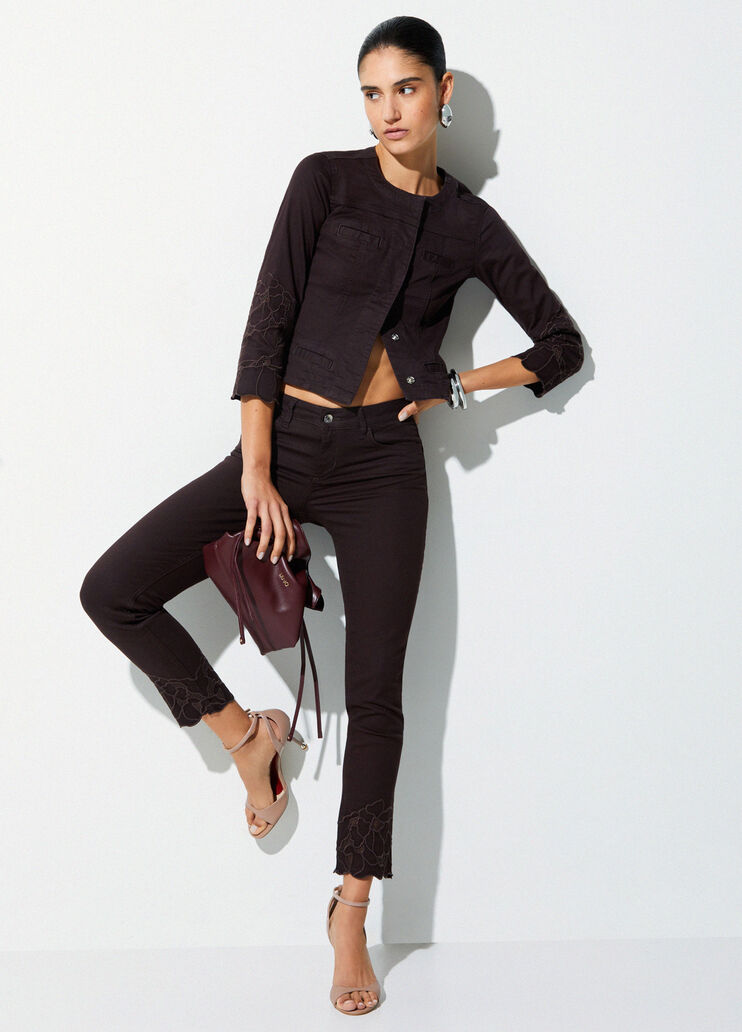 Veste avec broderie de Saint-Gall marron fonc&eacute; Liu Jo - medium