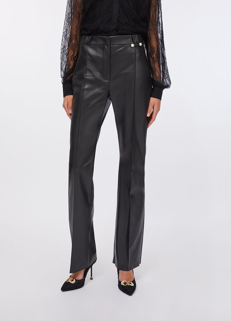 Flare-Hose aus beschichtetem Gewebe Schwarz Liu Jo - large image number 0