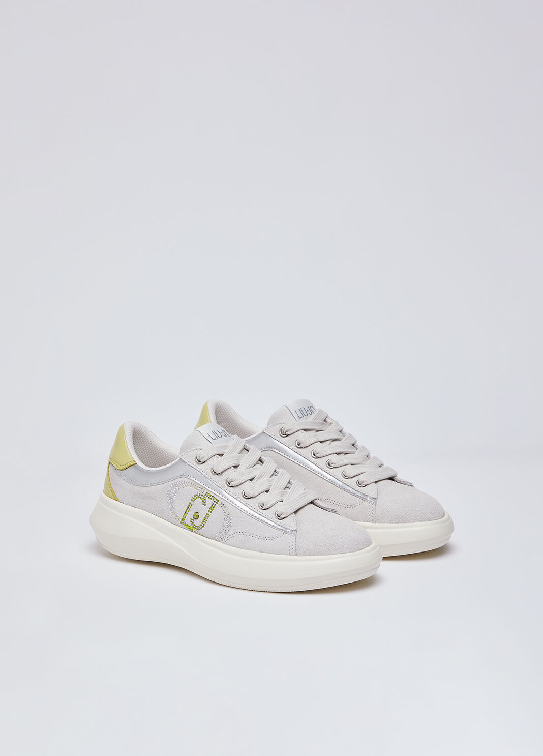 Sneakers en daim avec strass blanc cass&eacute; Liu Jo - large image number 1