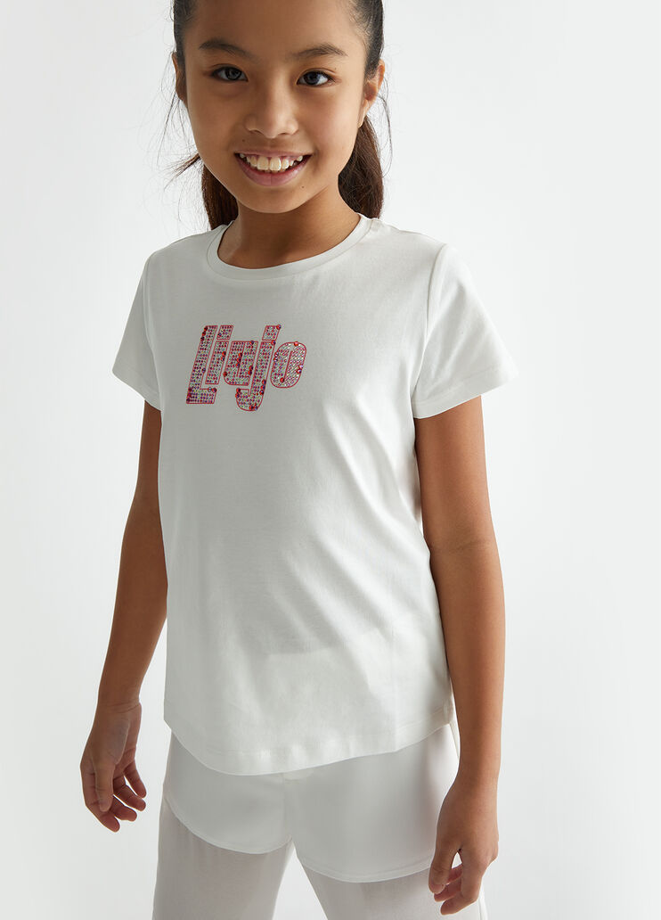 T-shirt with logo and gemstones white Liu Jo - medium T-shirt with logo and gemstones white Liu Jo - medium