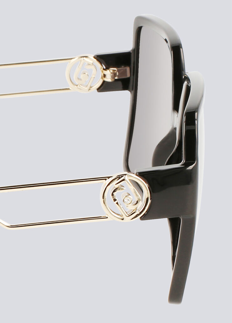 Lunettes de soleil avec cha&icirc;ne d&eacute;corative monture noire et verres gris Liu Jo - large image number 2