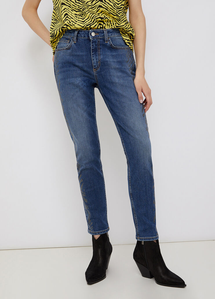 Jeans slim fit a vita alta denim blu/zebra Liu Jo - large image number 0 Jeans slim fit a vita alta denim blu/zebra Liu Jo - large image number 0