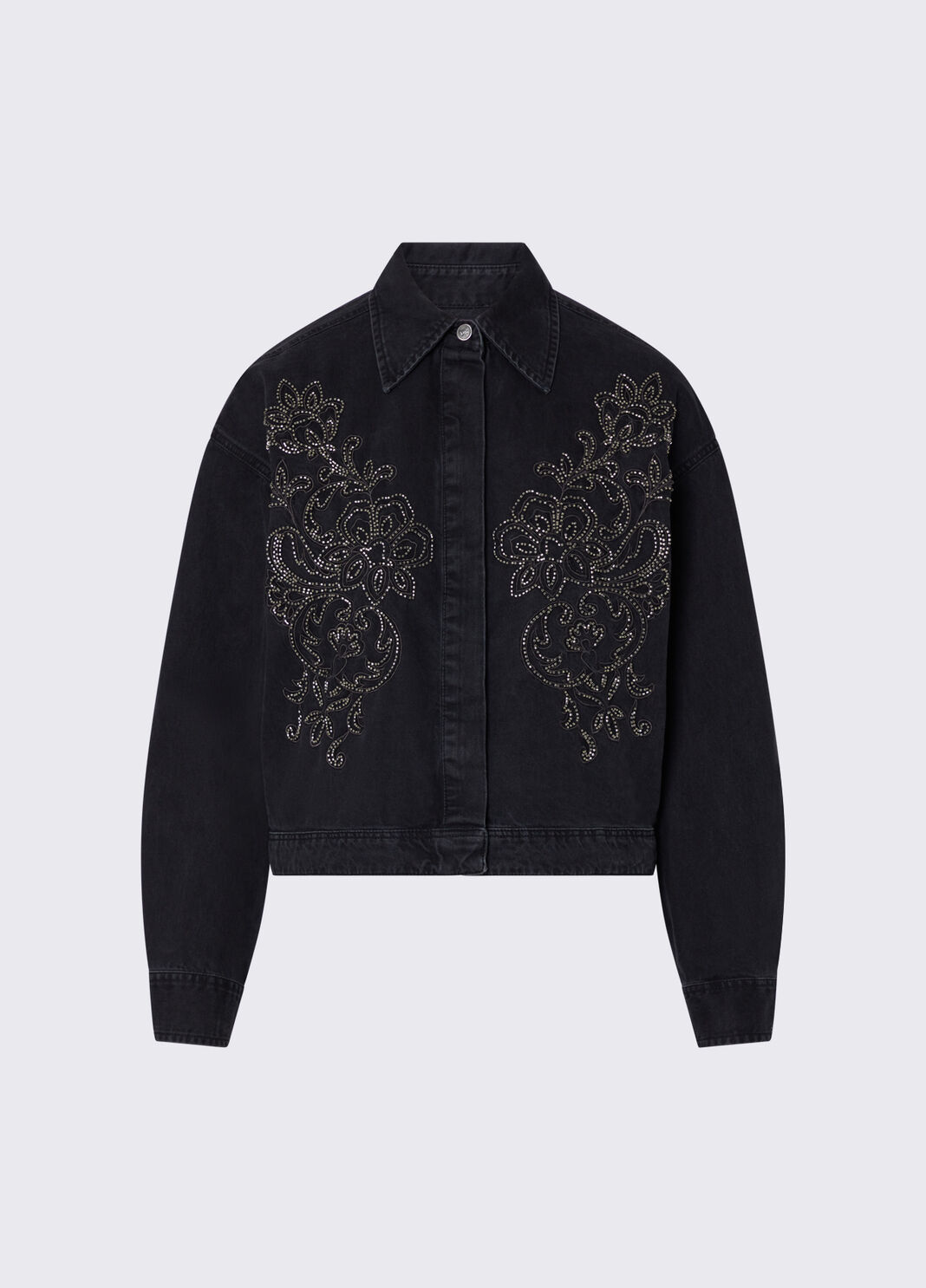 Denim bodysuit shirt with embroidery black denim Liu Jo - large image number 6