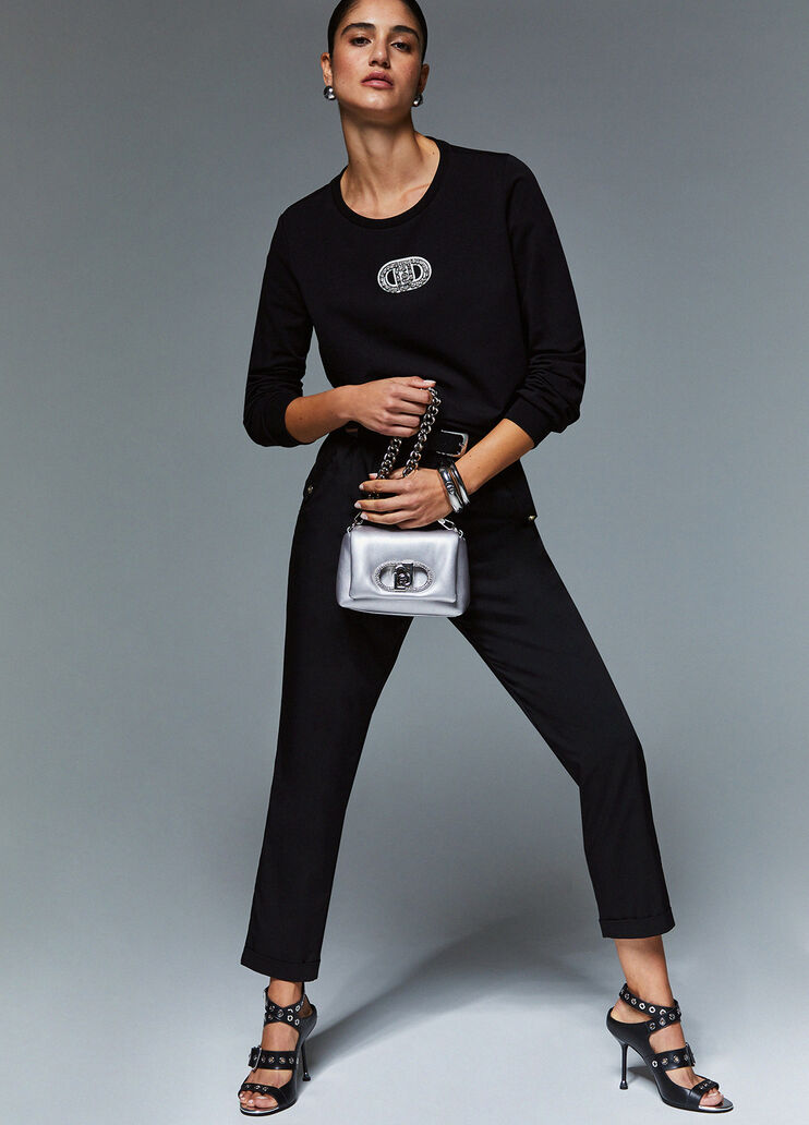 Slim-fit trousers with turn-ups black Liu Jo - medium