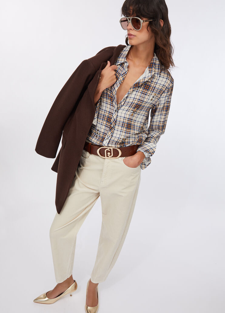 Velvet balloon trousers light beige Liu Jo - large image number 4