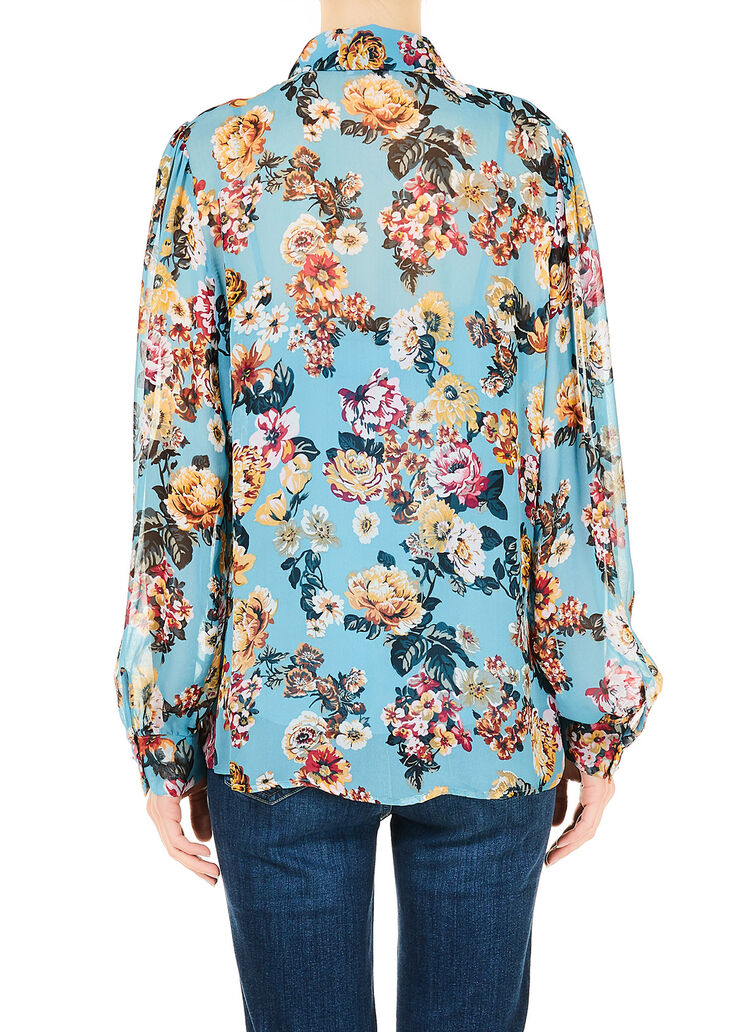 Georgette shirt Azure blue flowers Liu Jo - large image number 1 Georgette shirt Azure blue flowers Liu Jo - large image number 1