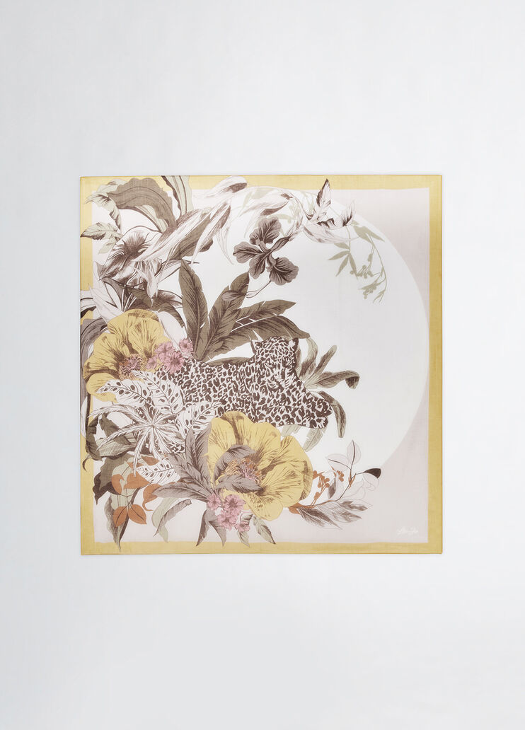 Scarf with floral print beige Liu Jo - large image number 2 Scarf with floral print beige Liu Jo - large image number 2