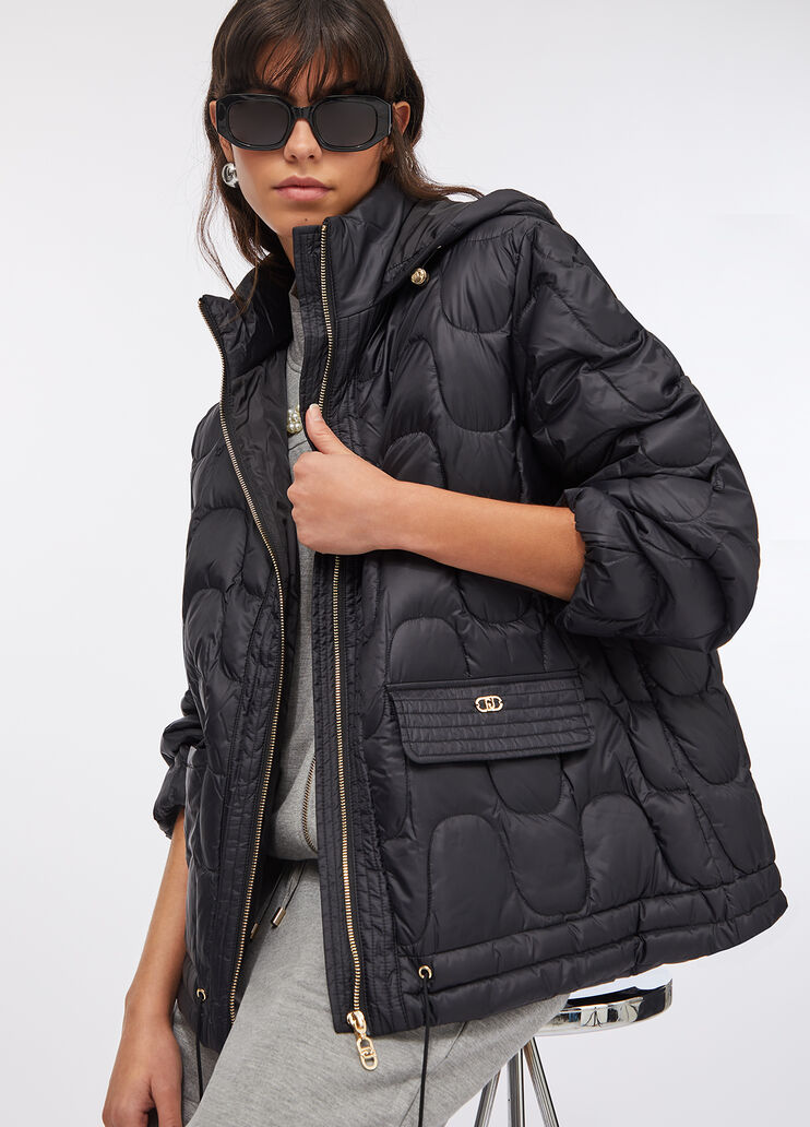 Kurzer gestepper Nylonmantel Schwarz Liu Jo - medium