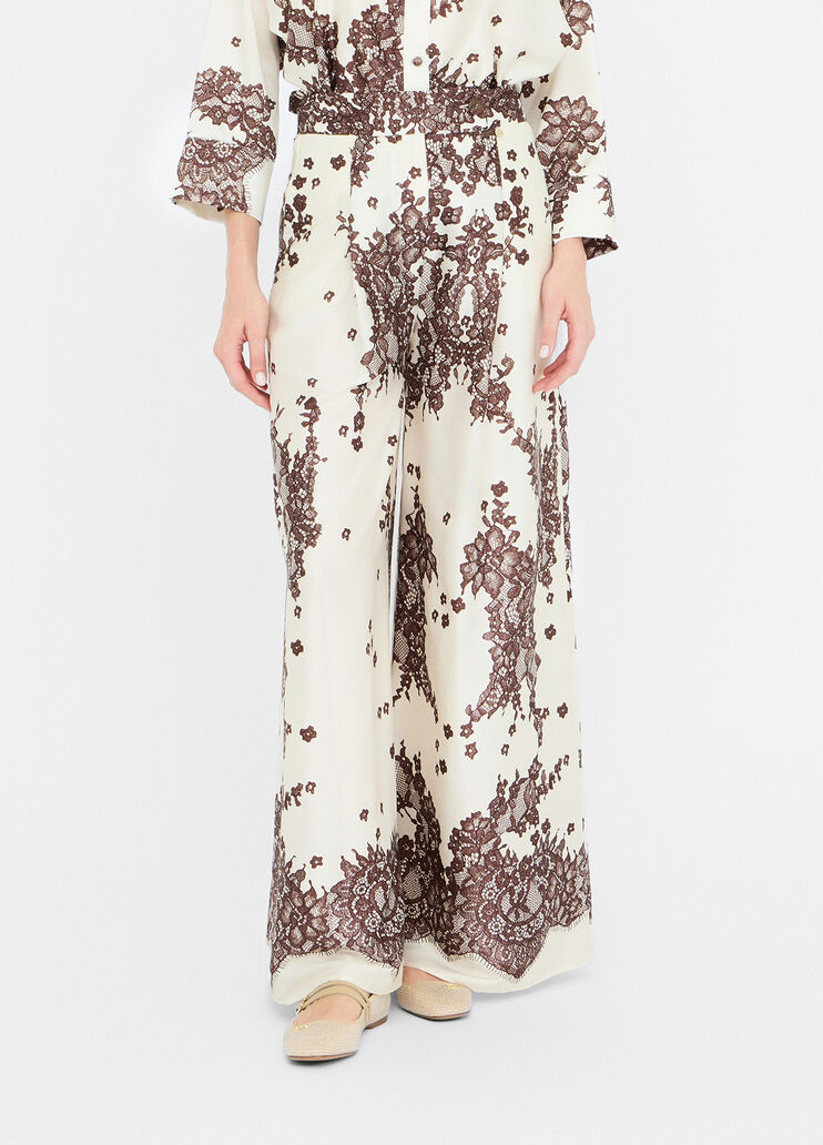 Pantalon en sergé imprimé marron Liu Jo - large image number 0