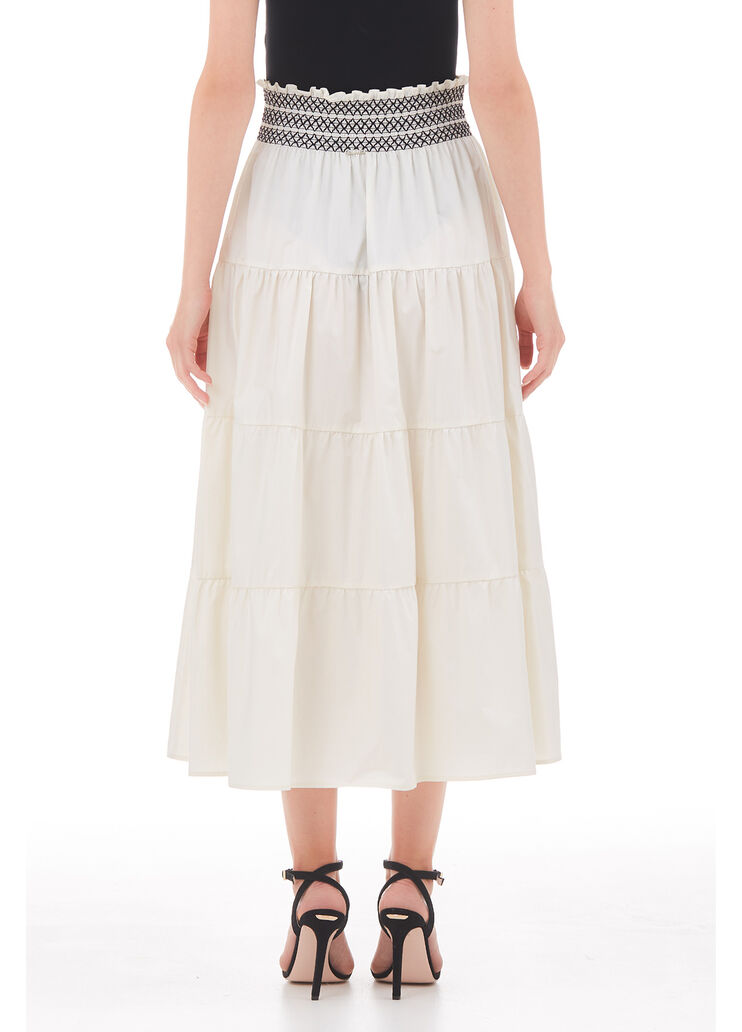 Long poplin skirt ivory/black Liu Jo - large image number 1 Long poplin skirt ivory/black Liu Jo - large image number 1