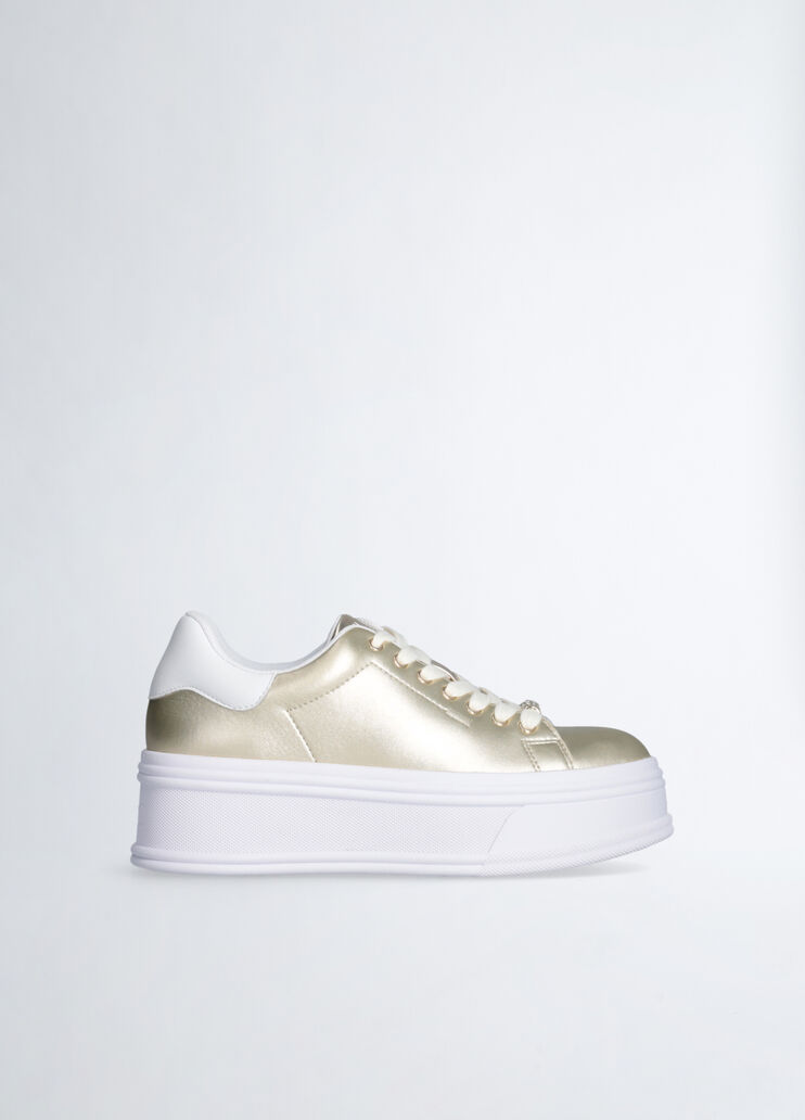 Sneakers &agrave; plateforme en cuir or Liu Jo - medium