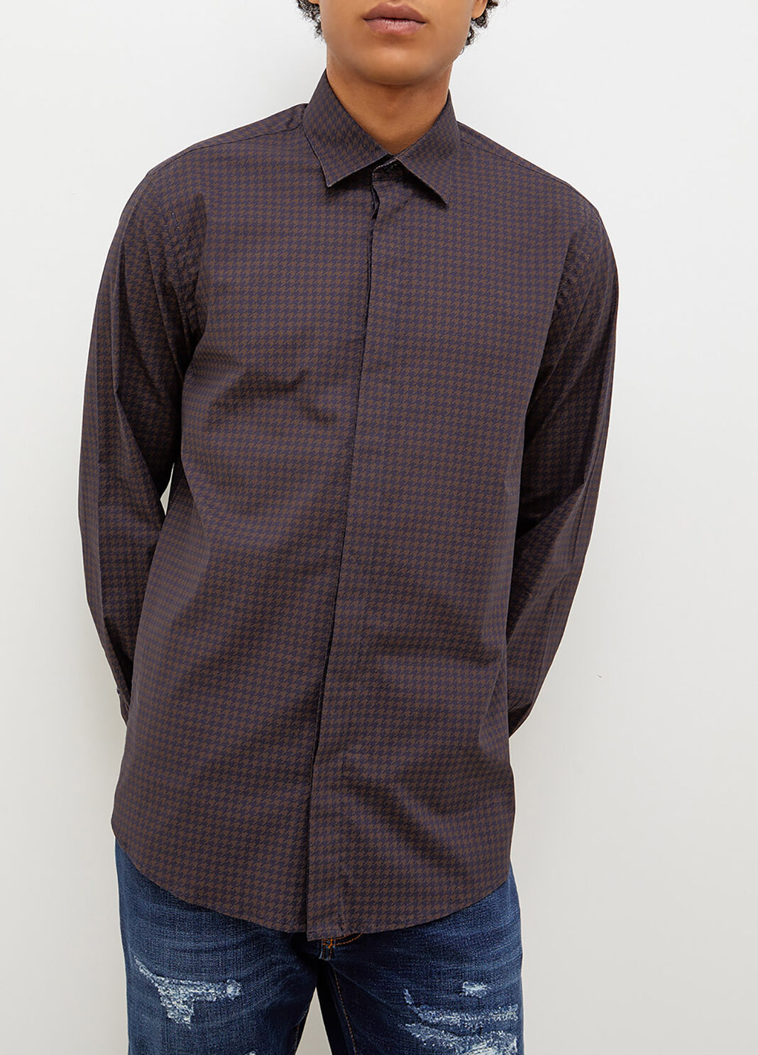 Camisa entallada azul oscuro/marr&oacute;n Liu Jo - large image number 0