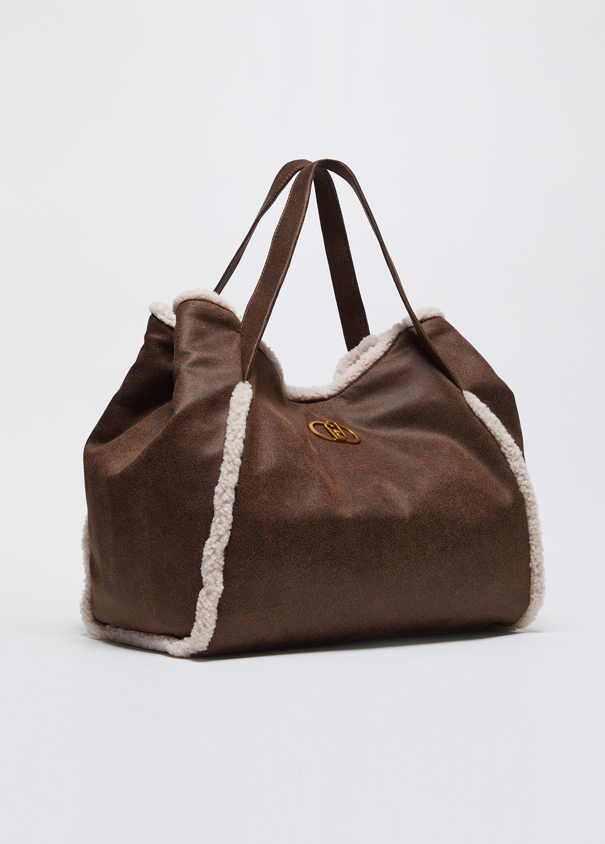 Coated fabric tote bag with clutch colour brown Liu Jo