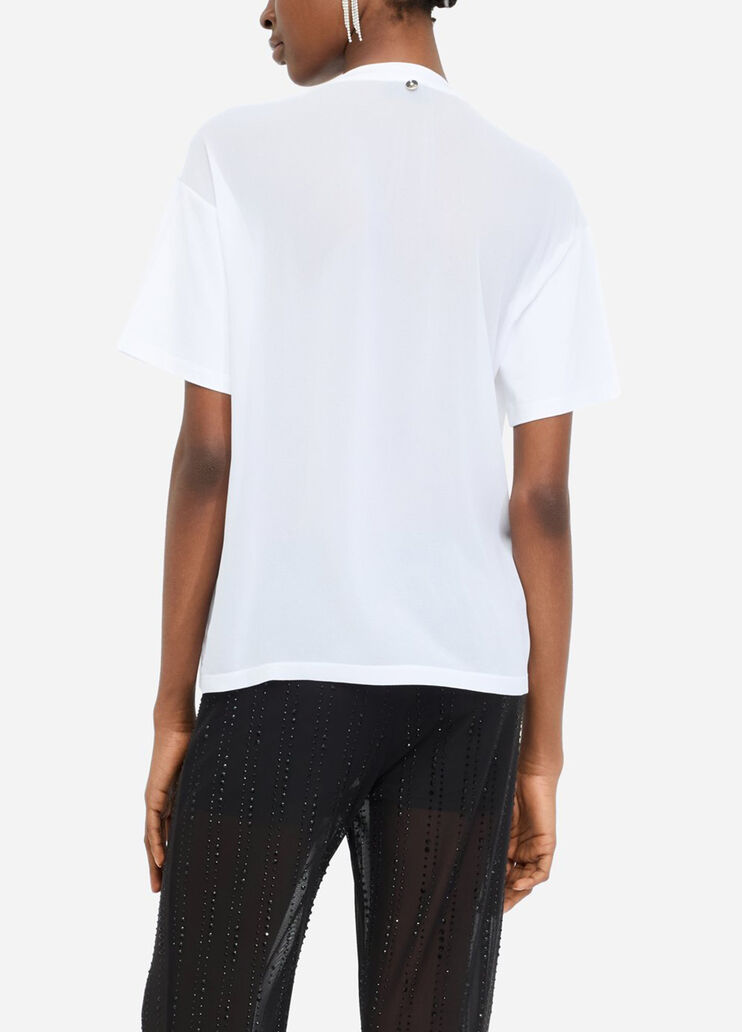 T-shirt mit Perlen und Strass Wei&szlig; Liu Jo - medium