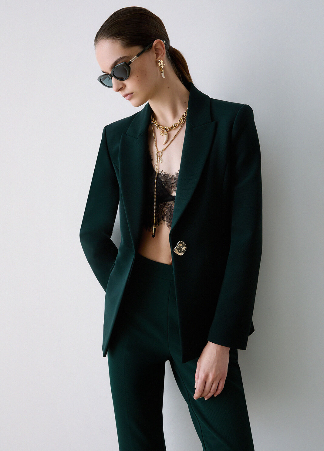 Blazer with button jewel dark green Liu Jo - large image number 2