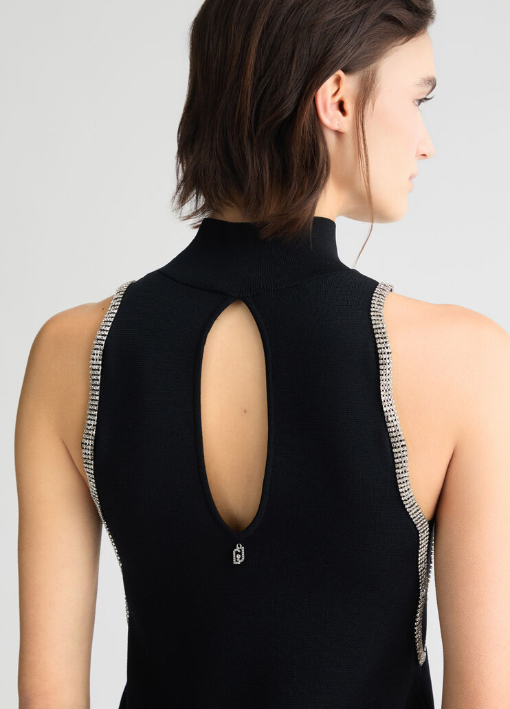 Knit dress with rhinestones black Liu Jo - large image number 4 Knit dress with rhinestones black Liu Jo - large image number 4