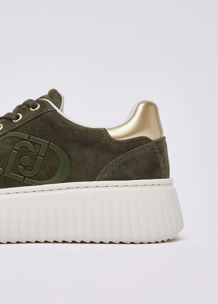 Plateau-Sneaker aus Veloursleder Moosgr&uuml;n Liu Jo - medium