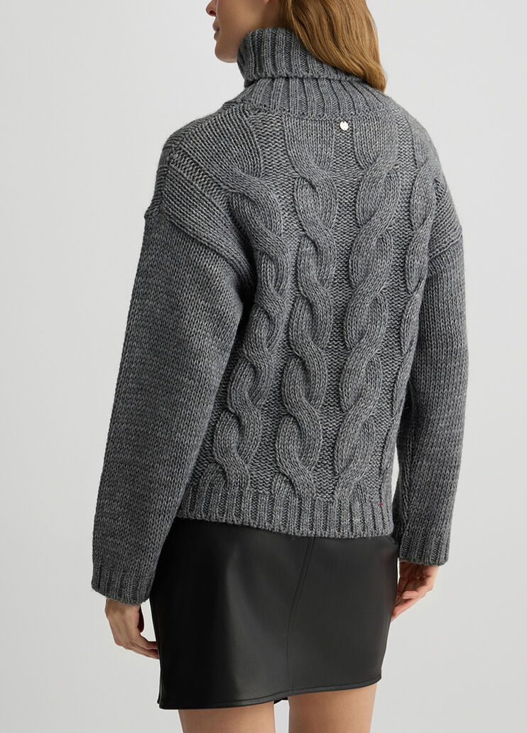 Rollkragenpullover mit Zopfmuster grau Liu Jo - medium Rollkragenpullover mit Zopfmuster grau Liu Jo - medium