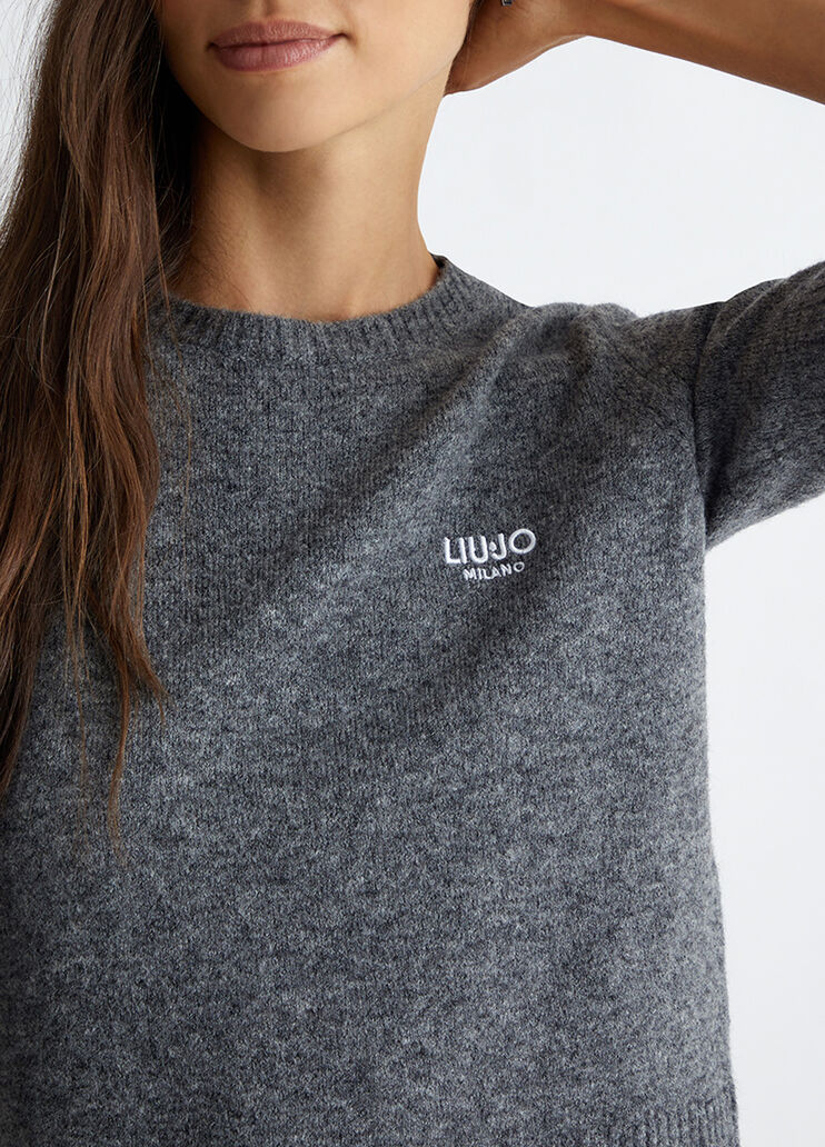 Wool and alpaca-blend T-shirt grey Liu Jo - large image number 2 Wool and alpaca-blend T-shirt grey Liu Jo - large image number 2