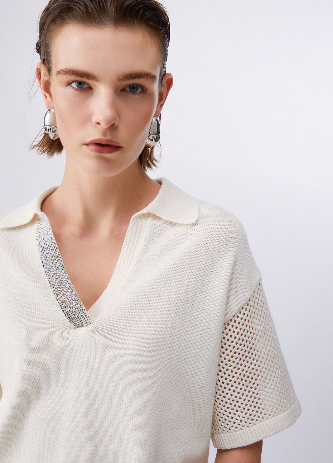 Топ с перфорацией молочно-белый Liu Jo - large image number 4