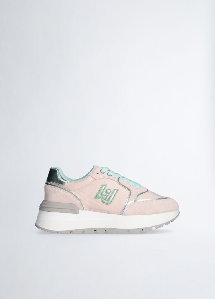 Platform sneakers in suede and nylon Pink/Light Blue Liu Jo - medium Platform sneakers in suede and nylon Pink/Light Blue Liu Jo - medium