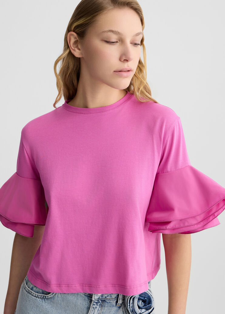 Peony pink T-shirt with flounced detailing pink Liu Jo - medium Peony pink T-shirt with flounced detailing pink Liu Jo - medium