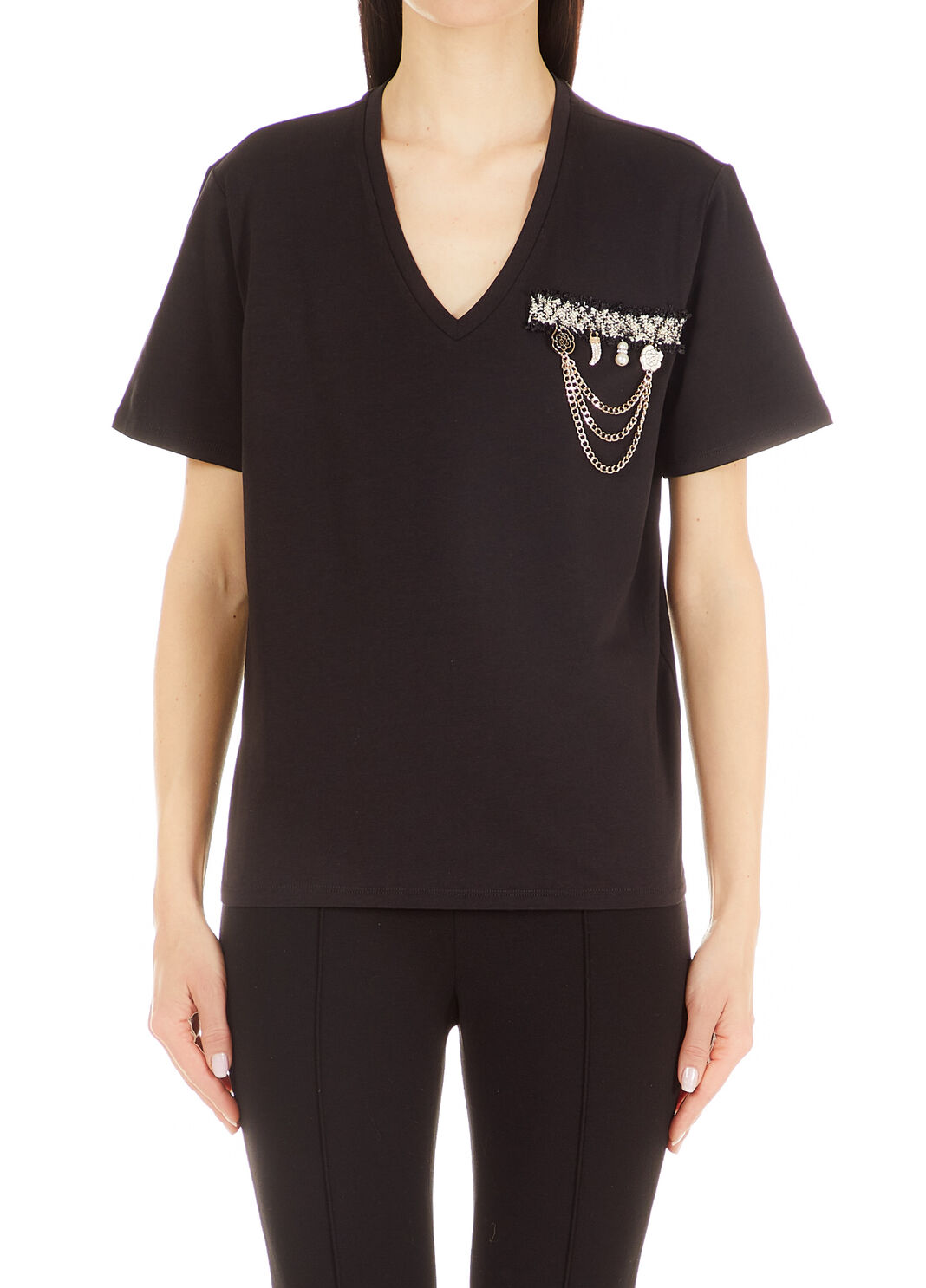 T-shirt avec application de pierres Noir Liu Jo - large image number 0