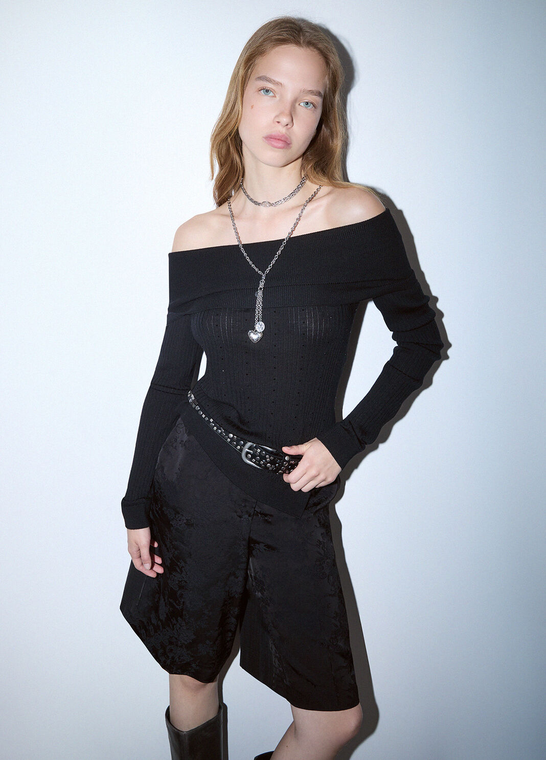 Wollpullover mit Bardot-Ausschnitt schwarz Liu Jo - large image number 2