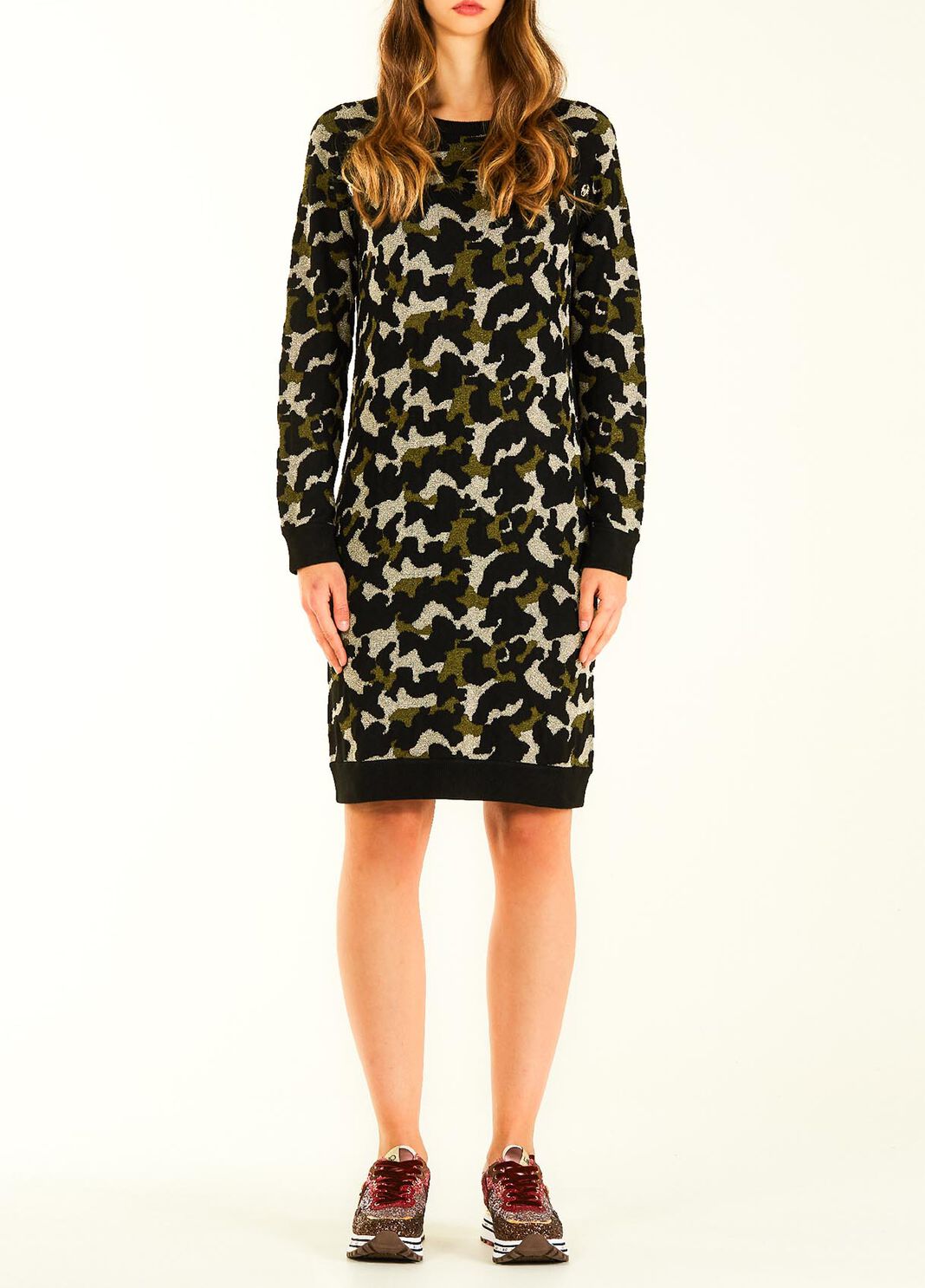 Robe courte camouflage en lurex&reg; vert Liu Jo - large image number 0