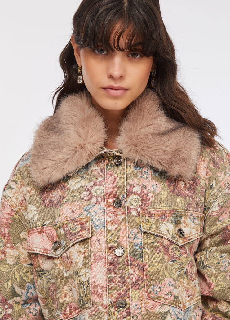 Jacke mit Kunstpelzkragen Sanderson-Print Liu Jo - large image number 3