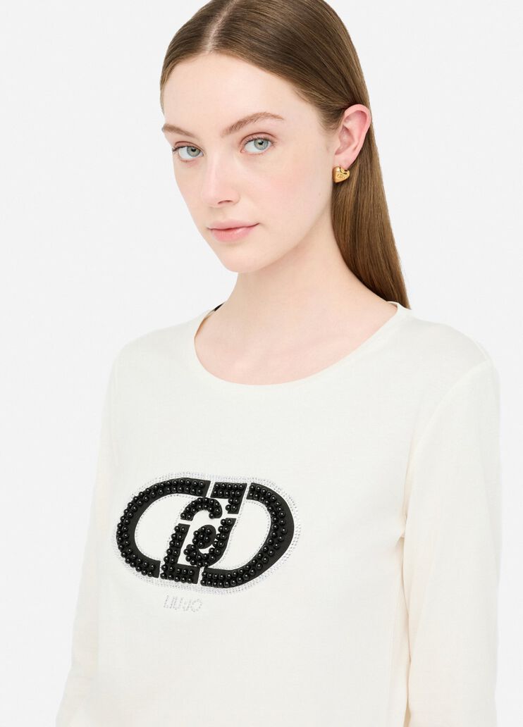 T-Shirt aus Baumwolle mit Logo Weiß Liu Jo - medium T-Shirt aus Baumwolle mit Logo Weiß Liu Jo - medium