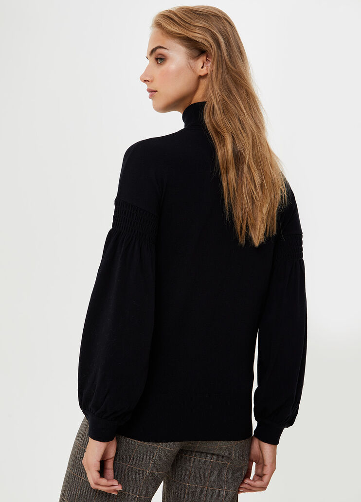 High-neck jumper with gathered detail Black Liu Jo - large image number 1