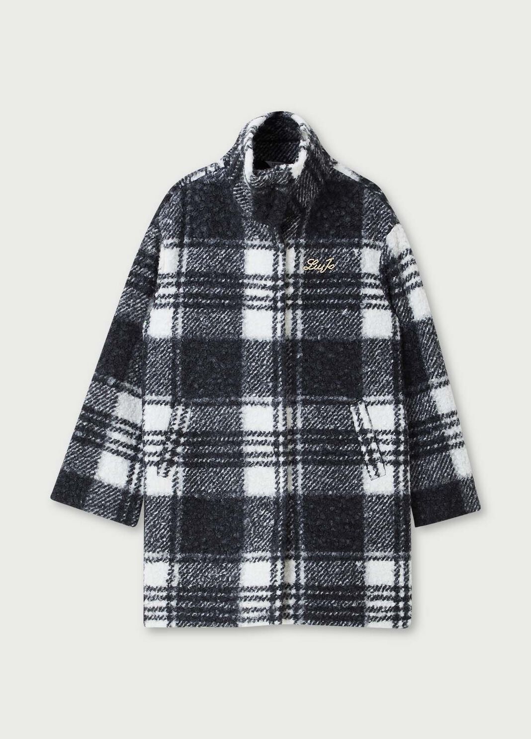 Faux fur winter coat Black and white check Liu Jo - large image number 4