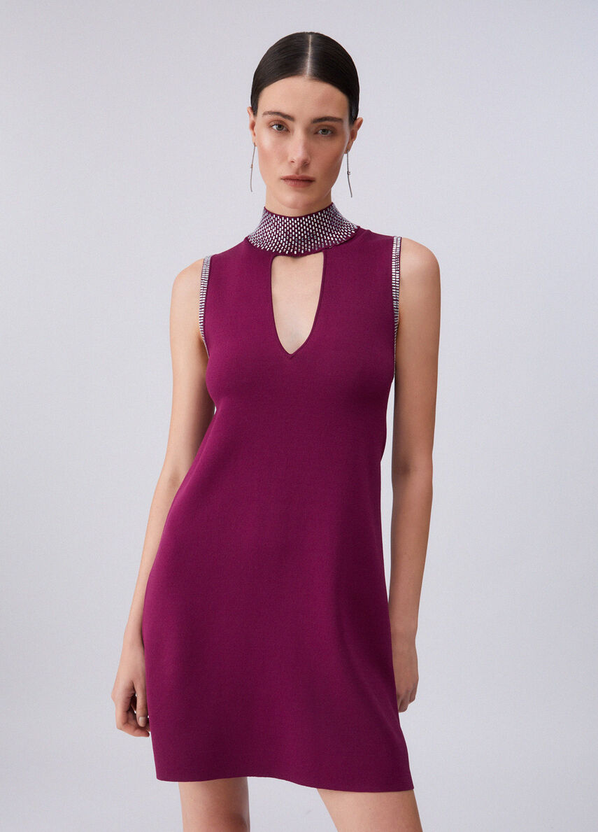 liu jo knit dress with rhinestones colour purple online wedding dress