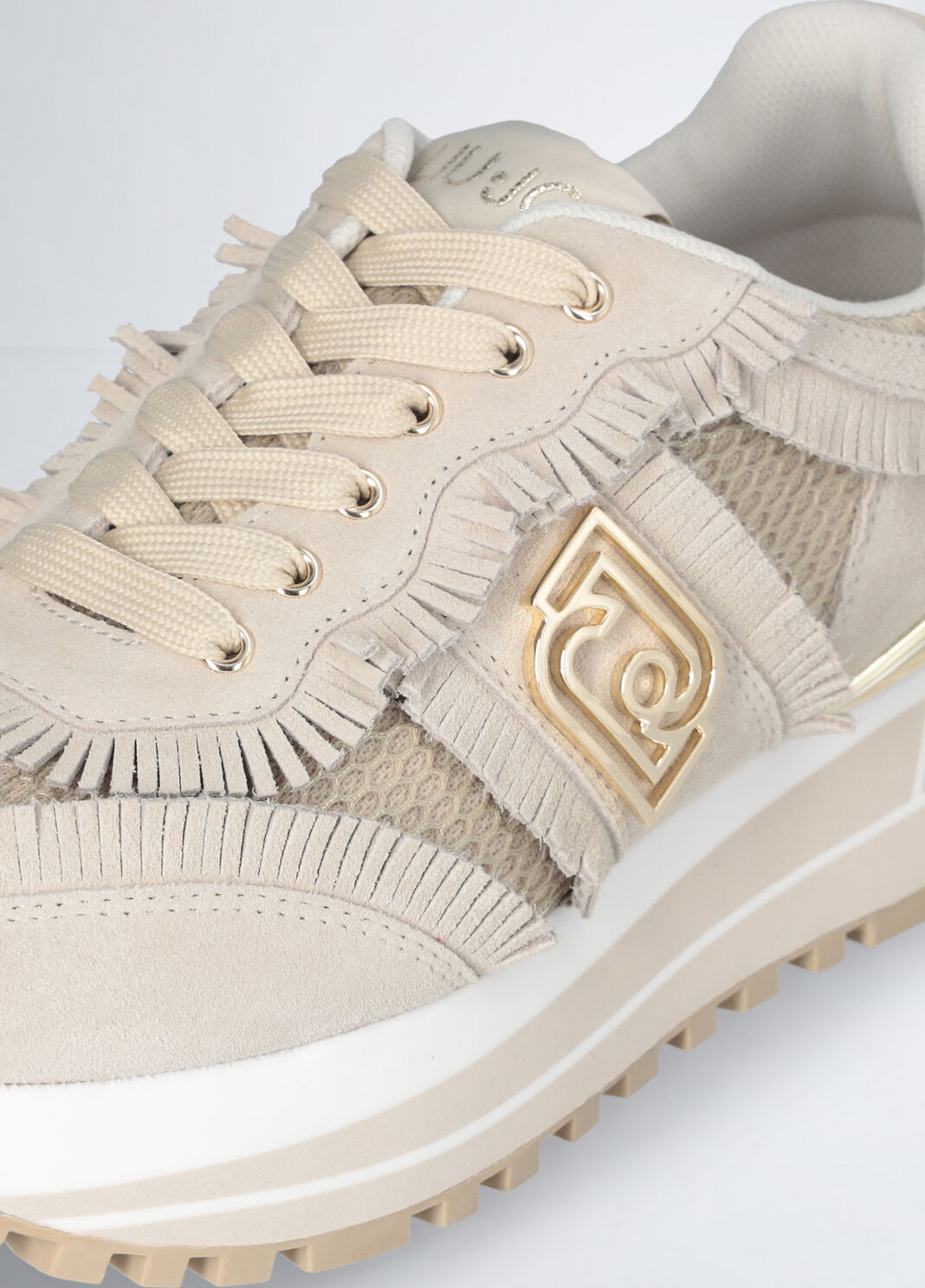 Sneakers compens&eacute;es avec franges beige Liu Jo - large image number 5