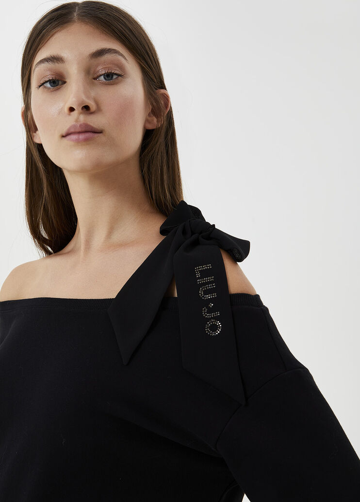Sweatshirt with bow on the shoulder Black Liu Jo - large image number 2
