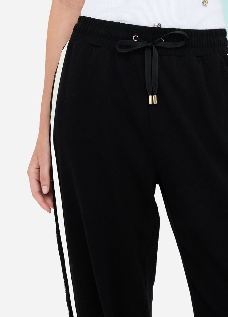 Plush jogging trousers with lace black Liu Jo - large image number 2 Plush jogging trousers with lace black Liu Jo - large image number 2