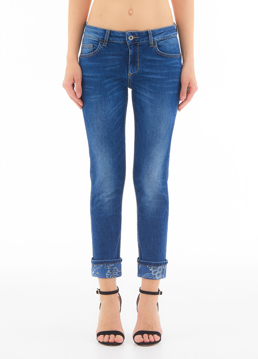 Eco-friendly skinny jeans with turn-up blue denim Liu Jo - large image number 0