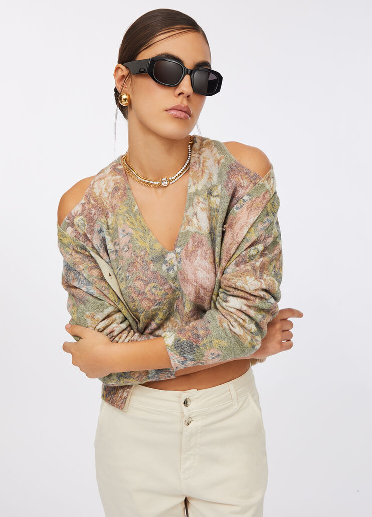 Alpaca and wool blend cardigan sanderson print Liu Jo - medium