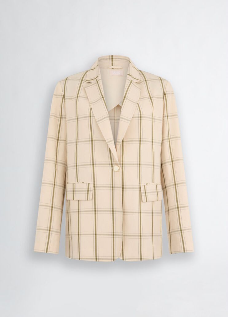 Linen check blazer beige Liu Jo - large image number 6 Linen check blazer beige Liu Jo - large image number 6