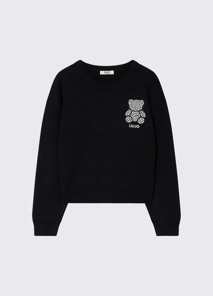 Sweater with jewel embroidery black Liu Jo - medium