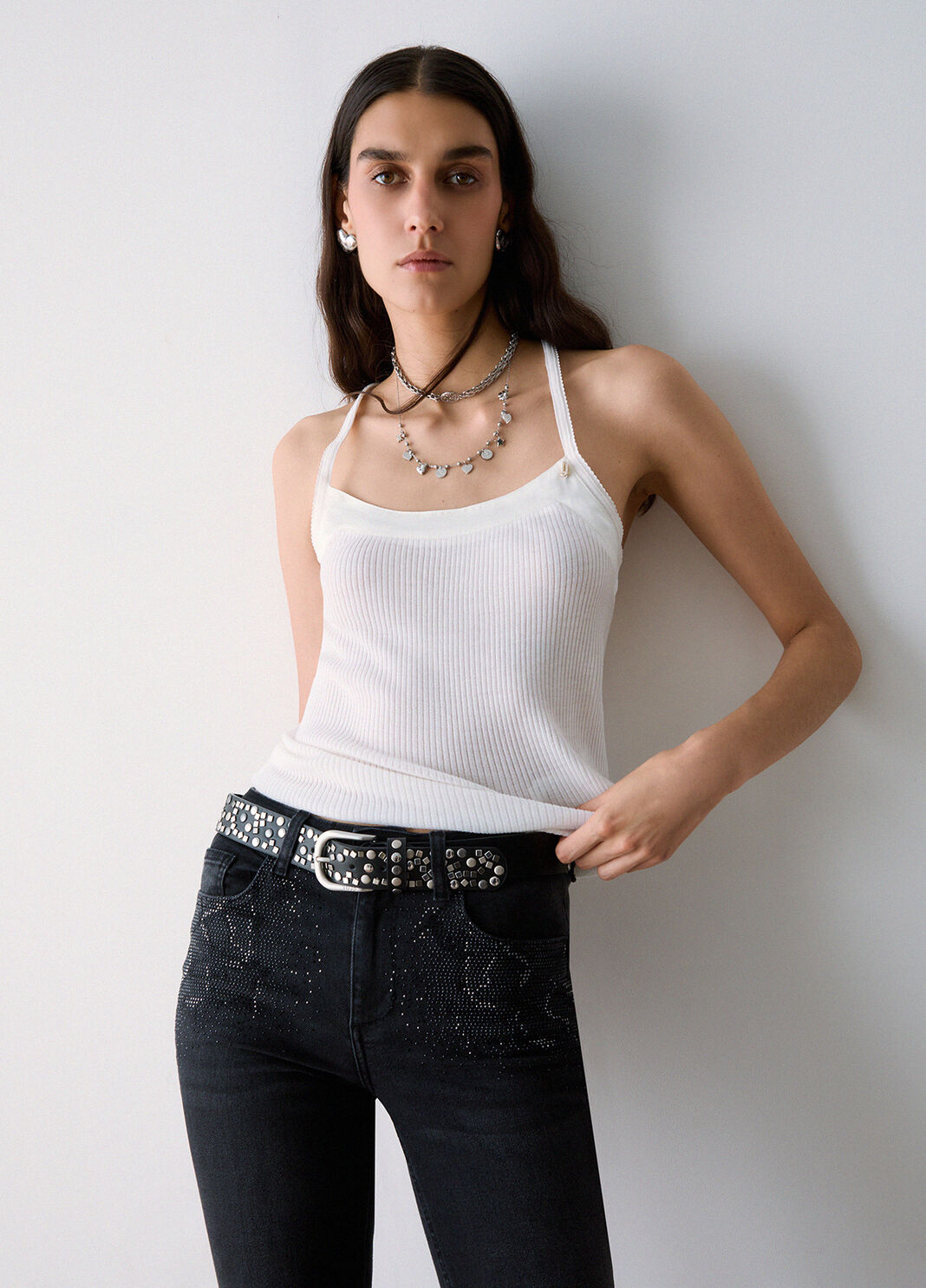 Cross-Back Knit Top white wool Liu Jo - large image number 2