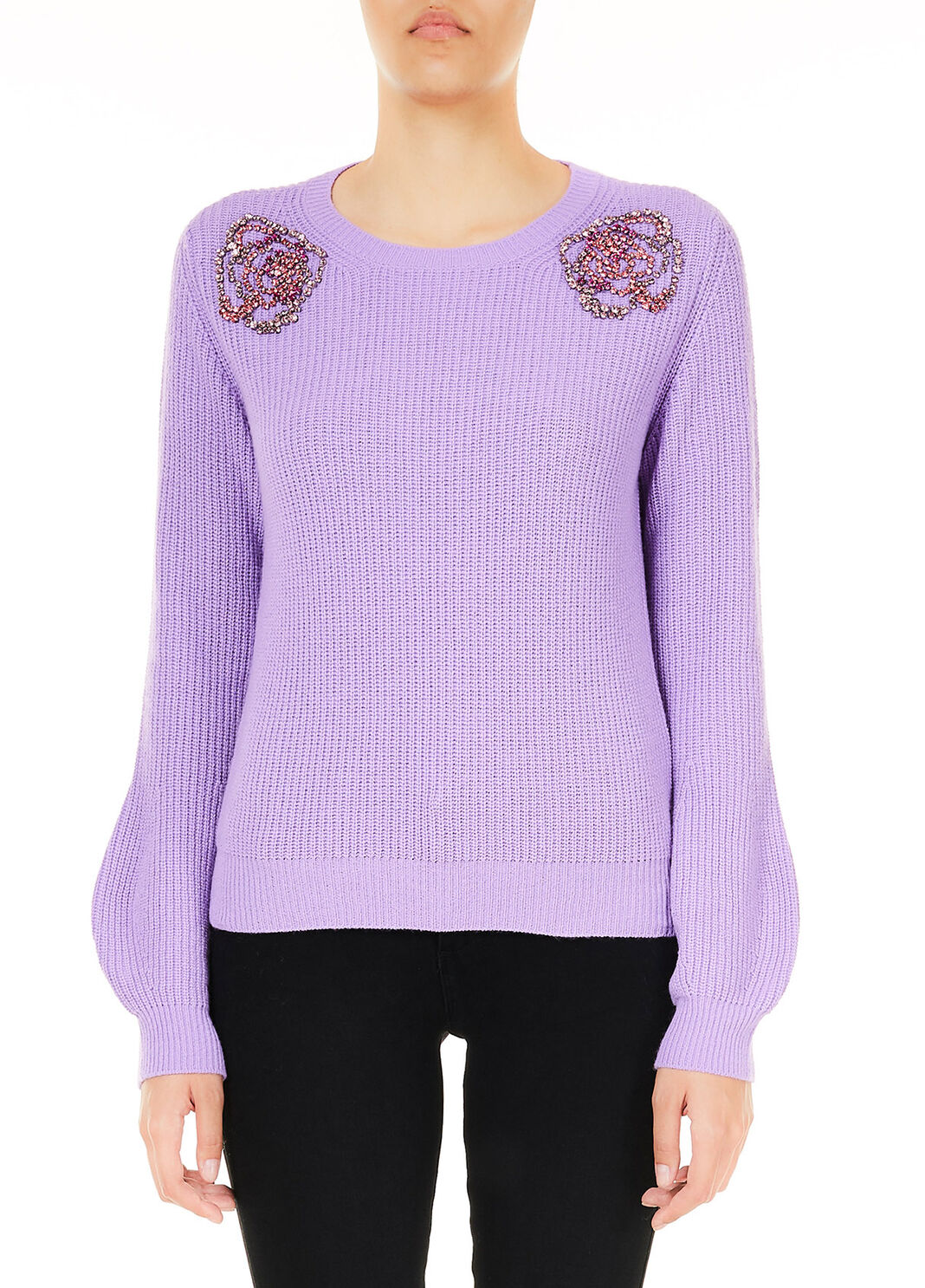 Wool sweater with jewel embroidery lavender Liu Jo - large image number 0