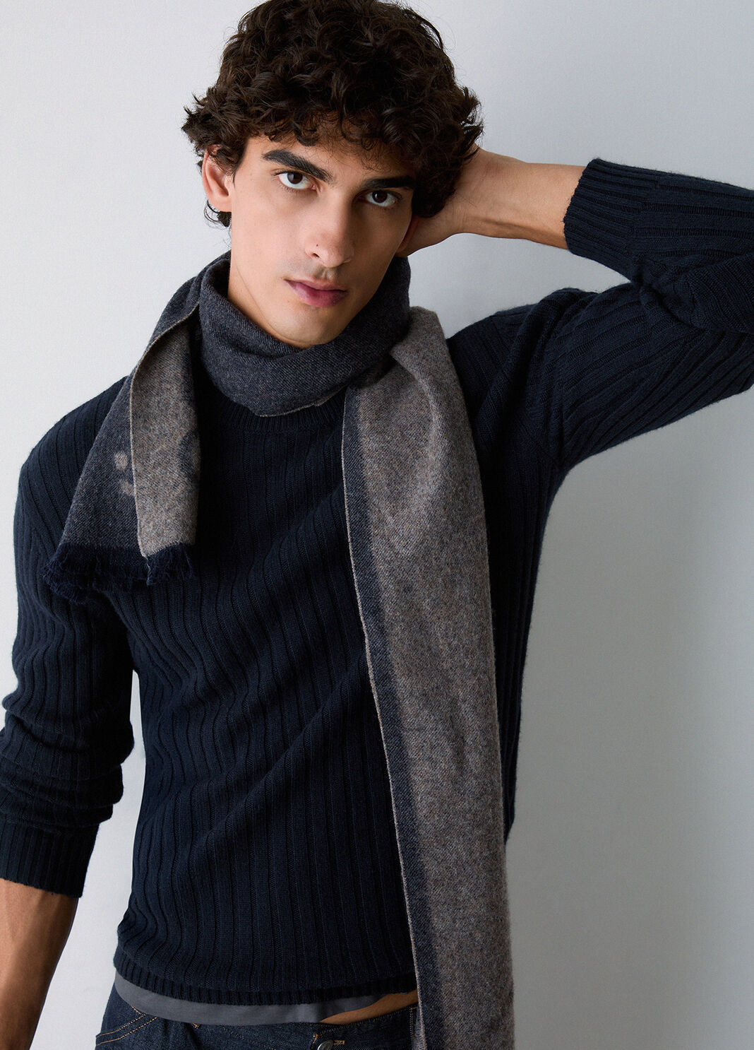 Scarf in wool and cashmere dark blue Liu Jo - large image number 0
