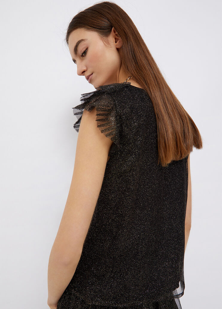 Glitter tulle top black / gold glitter Liu Jo - large image number 1 Glitter tulle top black / gold glitter Liu Jo - large image number 1