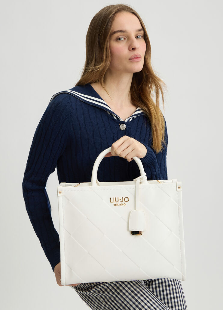 Tote bag with charm white Liu Jo - medium Tote bag with charm white Liu Jo - medium