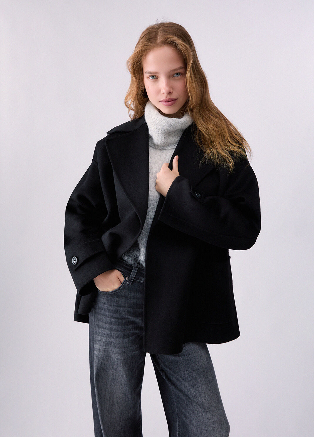 Cappotto corto in lana nero Liu Jo - large image number 0