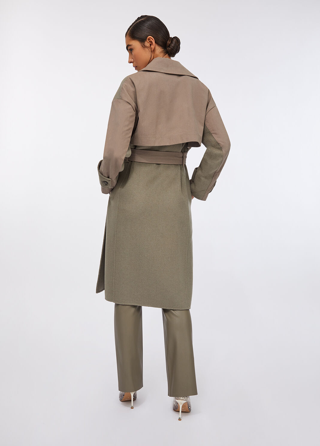 Double-breasted wool trench coat asparagus Liu Jo - large image number 1