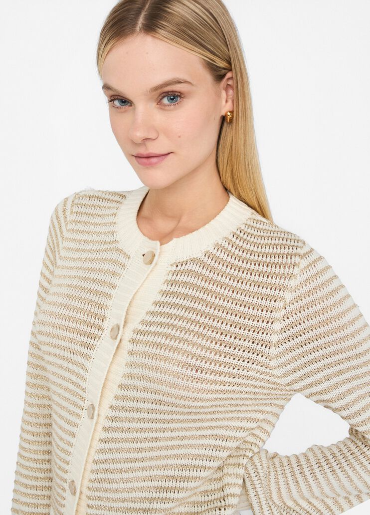 Кардиган в полоску с люрексом® белая шерсть Liu Jo - large image number 2 Кардиган в полоску с люрексом® белая шерсть Liu Jo - large image number 2