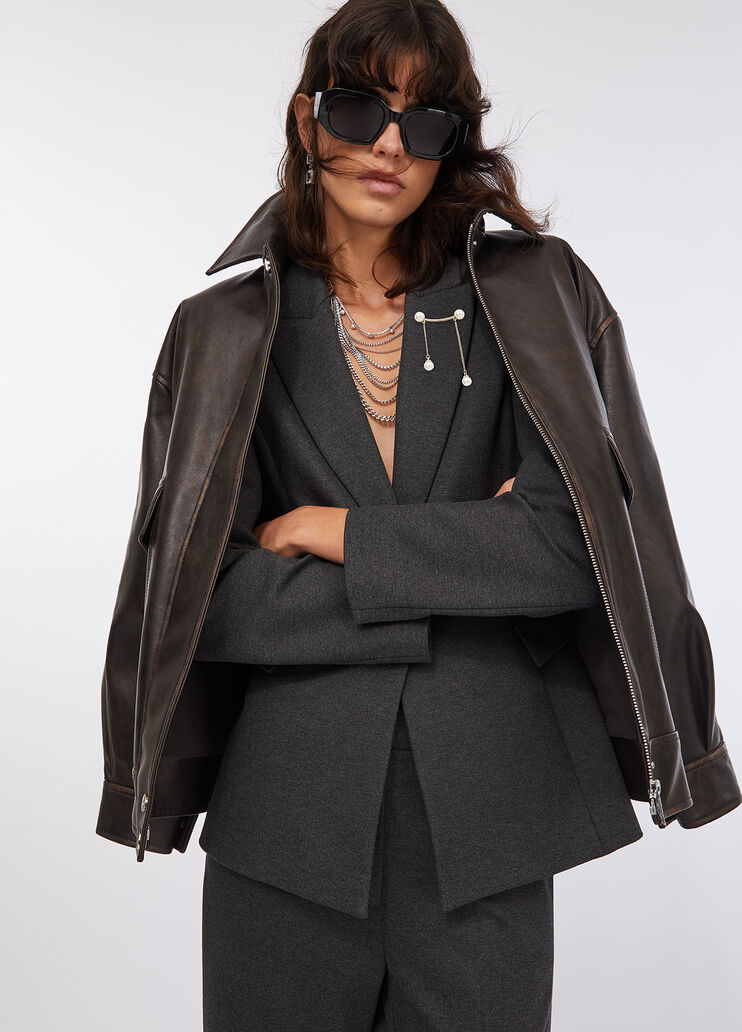 Blazer avec broche ornée de pierres ardoise Liu Jo - medium Blazer avec broche ornée de pierres ardoise Liu Jo - medium